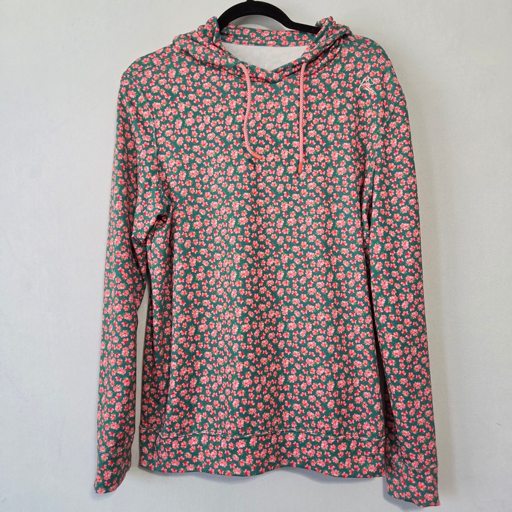 Rhoback Performance Hoodie Womens S Pink Floral Pullover Activewear Lightweight